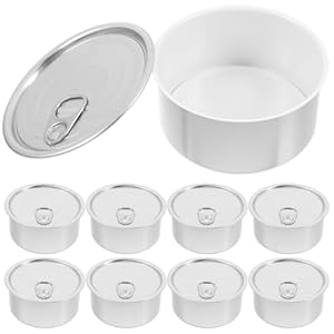 iplusmile 180ml Self-seal Tin Can with Lid, 10pcs Press-In Food Container, Empty Pet Food Can Snack Containers, Refillable Airtight Tin for Fish Meat