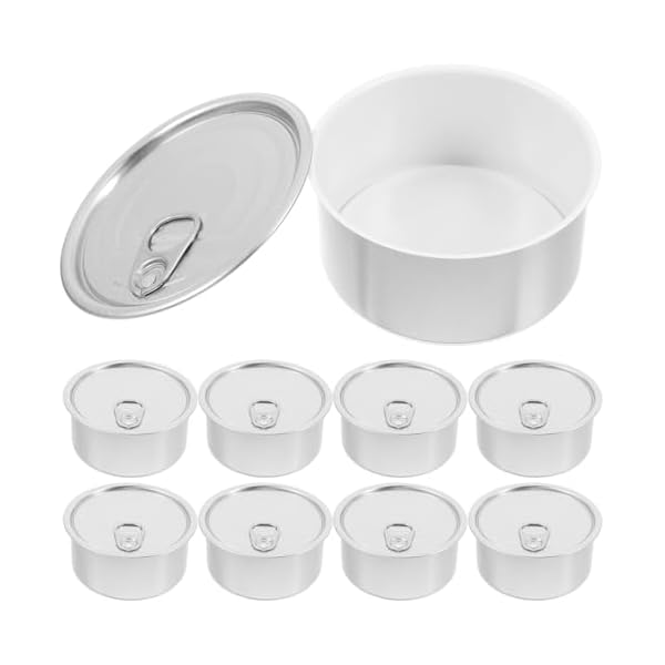 iplusmile 180ml Self-seal Tin Can with Lid, 10pcs Press-In Food Container, Empty Pet Food Can Snack Containers, Refillable Airtight Tin for Fish Meat