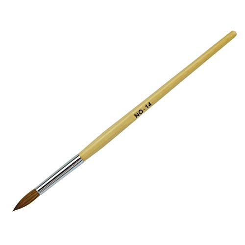 Fiber Hair Wood Acrylic Nail Art Brush Round Size 8/10/12/14 UV Gel Carving Pen Brushes Liquid Powder Pack of 1 (HJ-NB076-Size no. 14)