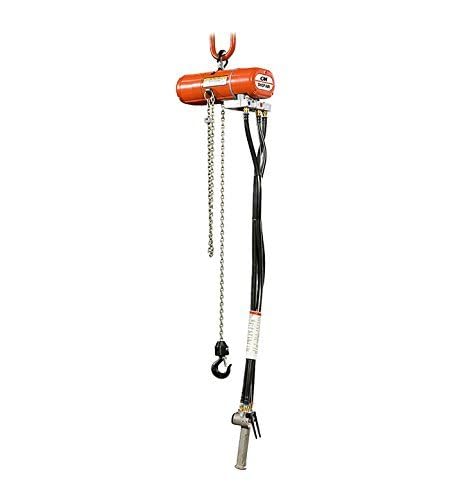 CM 2183 ShopAir Air Chain Hoist with Swivel Hook, 1000 lbs Capacity, 10' Lift Height, 11 fpm Lift Speed, 34 cfm, 90 psi
