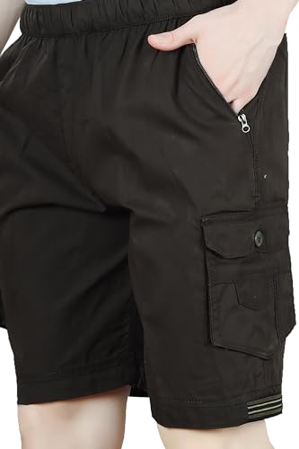 Image of Men Cotton Regular Fit Solid Short | 2 Zipper Pocket | 3 Button Pockets | Versatile Half Pants for Everyday -