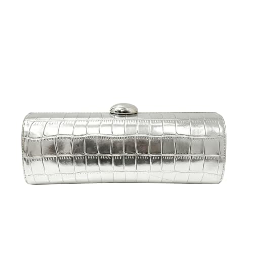 Image of Women Vegan Leather Evening Handbag Crocodile Pattern Handle Clutch Purse Cross Body Envelope Bag