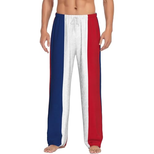 Pantalon de pyjama imprimé drapeau néerlandais pour homme en flanelle anti-froid de nuit