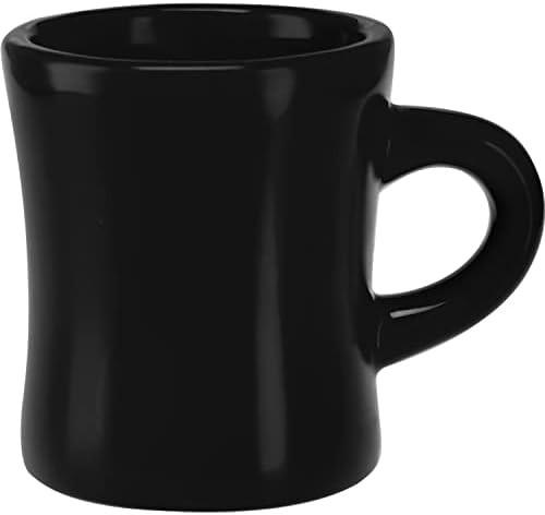 Culver 10-Ounce Ceramic Retro Diner Style Heavyweight Restaurant Mug, Two-finger C-handle (Black, 1)