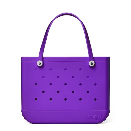 BOGG BAG - Original, Large Tote Bag - Houston We Have a Purple, White Buttons, White Buttons - 19in L x 9in W x 14in H - Lightweight, Washable, Durable - All Purpose EVA