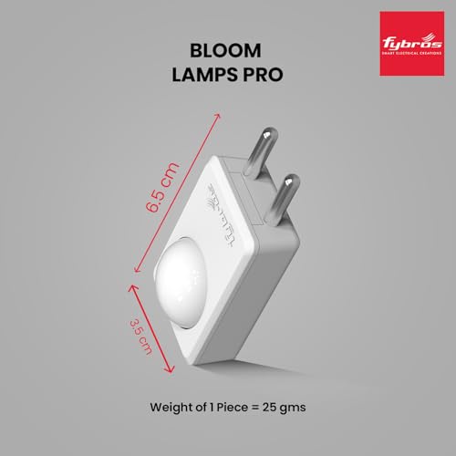 Image of FYBROS Bloom Pro LED Night Lamp | 0.5W | White Light | Indirect Lighting | 2-Pin Plug | Energy Efficient | Low Power Consumption | Ideal for Bedroom, Kids Room, Hallway | Pack of 1