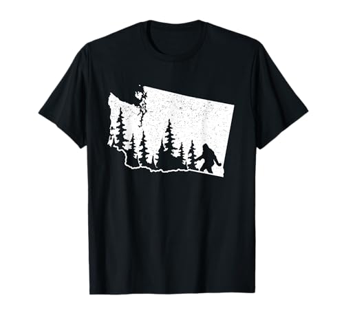 Washington Bigfoot Sasquatch & Alberi Silhouette State Pride Maglietta