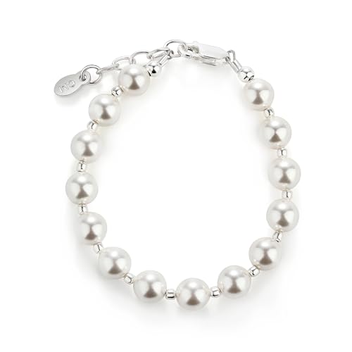 Image of Cherished Moments 14K Gold Plated and 925 Sterling Silver Bracelet with Chunky Simulated Pearls for Babies and Little Girls