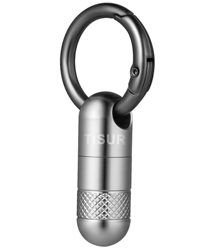 Image of TISUR Small Titanium Keychain Pill Holder, Pocket Pill Case for Travel | Waterproof Pill Fob,Portable Pill Box Container,Purse Pill Organizer Tube