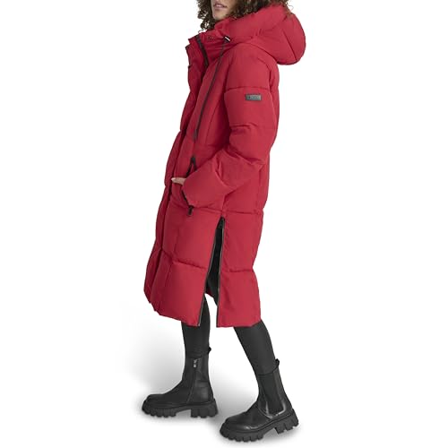 Image of DKNY Women's Hooded Long Down Alternative Puffer Jacket, Black, Large