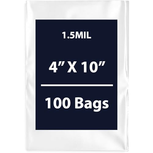 Multiple Sizes Clear Flat Poly Bags, 1.5Mil 4