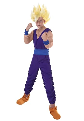 Fun Costumes Dragon Ball Z Kid Gohan Costume for Boys, Officially Licensed DBZ Anime Purple Super Saiyan Gohan Cosplay Costume - Large