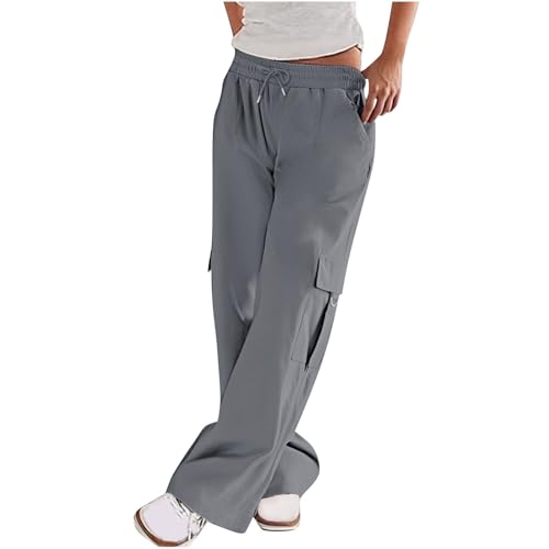 Women Cargo Pants Casual Drawstring Elastic Waist Trousers Casual Fashion Lounge Lightweight Quick Dry Hiking Outfits