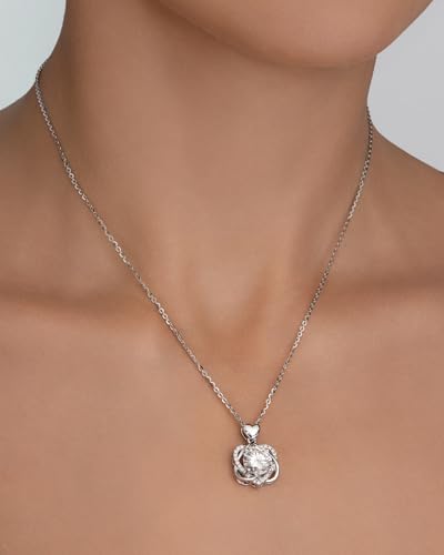 3-carat Moissanite S925 Silver Necklaces Gifts for Women with Heart Pendant,Gift for Girlfriend,Wife or Mother on Birthdays,Anniversary,Mother's Day,Valentine's Day,Christmas and other holidays4