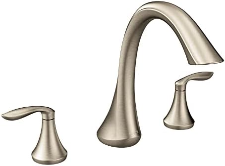 Moen Eva Brushed Nickel Two-Handle Deck Mount Roman Tub Faucet Trim Kit, Valve Required, T943BN