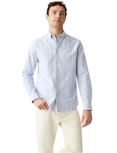 Image of Marks & Spencer Mens Striped Cotton Collared Neck Regular Fit Oxford Shirt