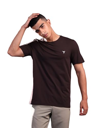 Image of TECHNOSPORT Men's Slim Fit Solid Crew Neck T-Shirt, Cotflex Quick Dry Wrinkle Resistant Polyester Sports Tee for Gym, Running, Training, Sports