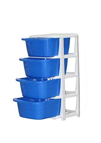 Gadget Appliances 4 Pack Closet Basket Shelf Storage Bins Plastic Super Large Capacity Collapsible Kid Toy Rack White for Kitchen Cabinets, Pantry, Offices, Bedrooms, Bathrooms