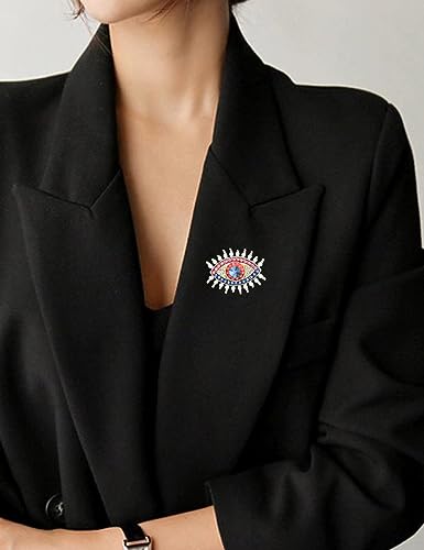 Image of Retro Evil Eye Brooch Fashion Unique Crystal Pearl Abstract Eyes Brooches Pin Badge for Women Bridal Jewelry Gift