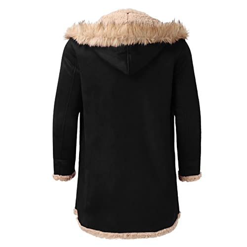 Jackets for Men Men's Lined Hooded Jacket Retro Long Suede Jacket Coat Jackets4