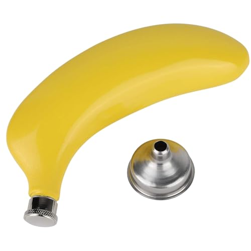 amleso ポケットヒップボトル 5オンスバナナ型フラゴンアルコールポケットボトルバックパッキングキャンプ用, 漏斗付き