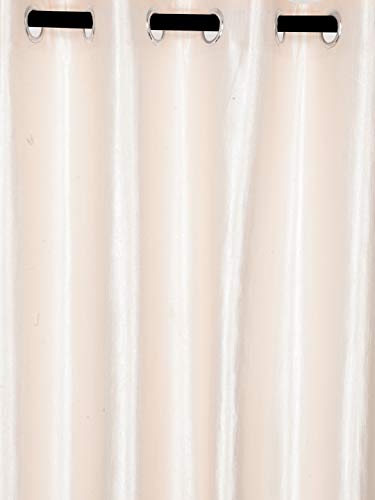 Image of Home Sizzler Polyester 3 Piece Window Curtain Set, 5 feet (2 Purple, 1 Cream)