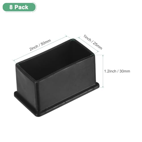 Image of M METERXITY 8-Pack Rectangle Chair Leg Caps, 1 x 2 (25 x 50mm) PVC Chair Leg Floor Protectors for Chairs /Table /Bed, Furniture Feet Covers Cups Non-Slip End Tips