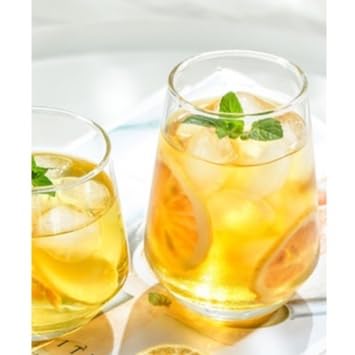 Image of Premium Juice Glasses Drinking Glasses, Highball Lead-Free Glasses, Tumblers for Water, Juice, Beer, Cocktail and Mixed Drinks - Pieces, Transparent (Juice Glasses, 4 Count (Pack of 1)) 400 ml