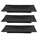 Kichvoe 3pcs Sushi Plates: Japanese Style Rectangle Sashimi Serving Tray Melamine Dinner Dish Dessert Plate Food Dish for Appetizers Snacks Cake Meat Black Sushi Making Kit