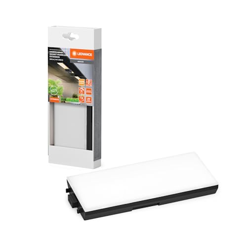 LEDVANCE rahmenloses Unterschrank-Leuchten-Kit mit Steckdosen und USB-C Ladestationen Flood, Extension, 3.85 W, 250 lm, 3000 K, 830 warmweiß, nicht dimmbar, schwarz, Kunststoff (PC), IP20