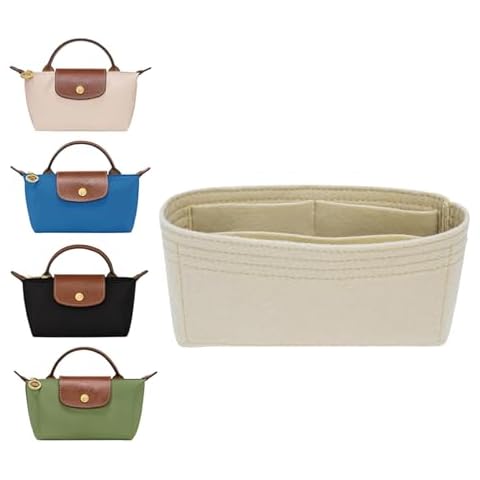 LOUKAYCCI Felt Insert Purse Organizer Fit GG Marmont Matelasse Shoulder Bag, Organizer Handbag Tote Liner Pouch for Women Small Shoulder Bag (Super Mini, Beige) Cover