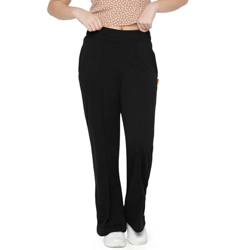 Image of Li'l Tomatoes Girls Flarred Trackpant | 100% Looper Fabric | Elastic Waist | Straight Fit Casual Wear | Soft & Warm | 9-16 Years