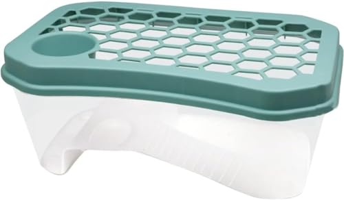 Citybaby亀水槽プラスチック,爬虫類繁殖ボックス,カメ用大きい カメ 脱出防止 フェンス付き 飼育ケース ボックス タートルタンク 日向ぼっこ台 ミドリガメ クサガメ スッポン 観察 排水孔 階段 エサ皿 (ブルー,60*35*25CM)