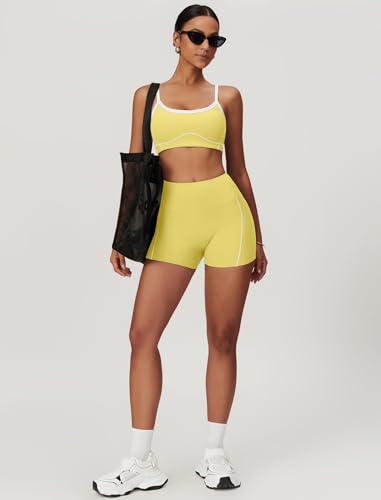 Yoga Sets for Women 2 Piece Workout Sets Contrast Trim Sports Bra High Wasit Tummy Control Butt Shorts Jogger Outfits4
