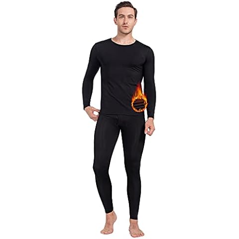 MANCYFIT Thermal Underwear for Men Long Johns Set Fleece Lined Ultra Soft (Black, Large) Cover