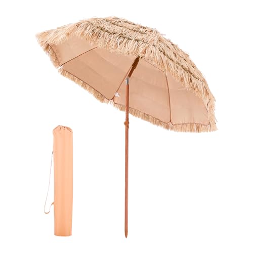 VEVOR Tiki Umbrella, 6.5 ft Thatched Patio Umbrella with Tilt, Hawaiian Style Beach Parasol with