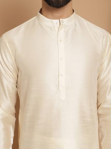 SKAVIJ Men Art Silk Kurta Pyjama Long Sleeve Casual Ethnic Gown Dress Pants Shirt Set4