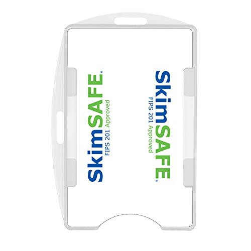 RFID Blocking ID Badge Holder (Holds 2 Cards) - SkimSAFE - Dual Sided Shield Blocks 13.56MHz Radio Signal - Specialist ID (Frosted Clear)