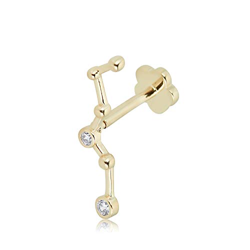 Avora 14K Yellow Gold Bezel-Set Simulated Diamond Cz Beaded Constellation Cartilage Piercing Flat Back Earring Body Jewelry (18 Gauge) #TOP21