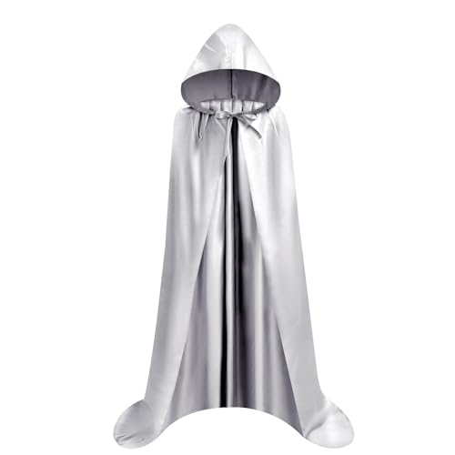 Proumhang Cape à capuchon Gris Déguisement Adulte Costume Halloween Carnaval Noël L