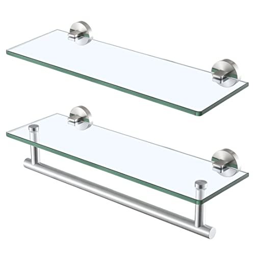 Kes 16-Inch Glass Shelves For Bathroom, Bathroom Shelf Tempered Glass 2 Pack Wall Mount Sus 304 Stainless Steel Brushed Finish, A2022S41-2-C1 #TOP5