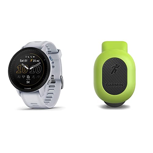 Garmin Forerunner® 955, GPS Running Smartwatch, Tailored to Triathletes, Long-Lasting Battery, Whitestone & 010-12520-00 Running Dynamics Pod