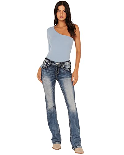 Miss Me Women's Dark Wash Mid-Rise Embroidered Southwestern Eagle Rhinestone ...