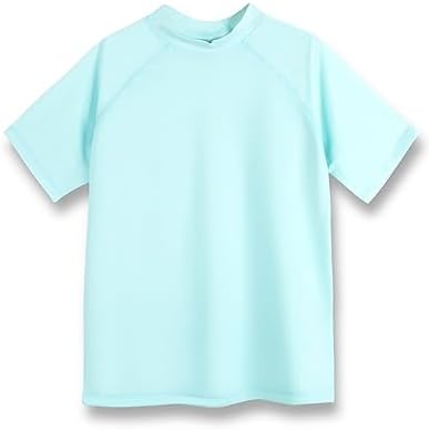 REMEETOU Girls Rashguard Quick Dry Short Sleeve Sun Protective UPF 50+ Swim Shirt Aqua