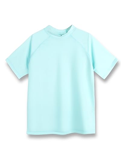 Remeetou Girls Rashguard Quick Dry Short Sleeve Sun Protective Upf 50+ Swim Shirt Aqua #TOP22