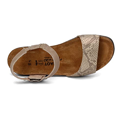 Image of NAOT Women's Sabrina Sandal Golden Cobra Lthr /Khaki Beige Lthr 5-5.5 M US