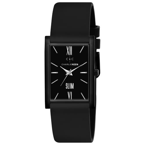 Image of CHARLIEKEEN Slim Analogue Watch, Black Dial, Leather Strap