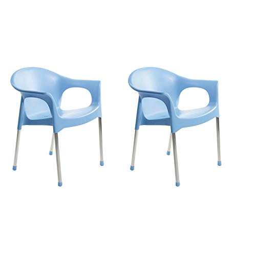 Image of Cello Metallo Without Cushion Chair (Plastic,Blue,2 Pieces)