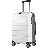 [RTmoni] スーツケース キャリーケース 機内持ち込み可 超軽量 フロントオープン 片開き 大容量 多機能 (USBポート/拡張機能/カップホルダー/フック) ハードトロリー 耐衝撃 360°回転の キャスター TSAロック ビジネス 旅行 出張 (ホワイト/Sサイズ/40L/1-3泊/機内持込)