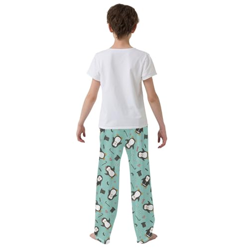 ZZXXB Gentle Penguin Boys Long Pants Soft Trousers Elastic Waist Kids Lounge Bottoms with Pockets S-XL3